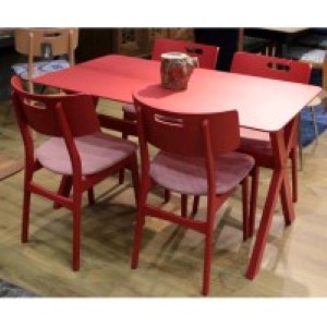 Pi Mutfak Sandalyesi -  Kırmızı Renkli Gövde